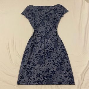 Blue patterned bodycon/midi dress